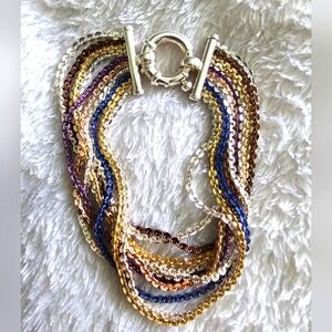 Sterling Silver Milor Colorful Multi Strand Braclet